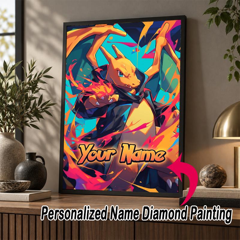 Personalized Charizard Diamond Art Custom Name 5D Diamond Painting Full Drill DIY Craft