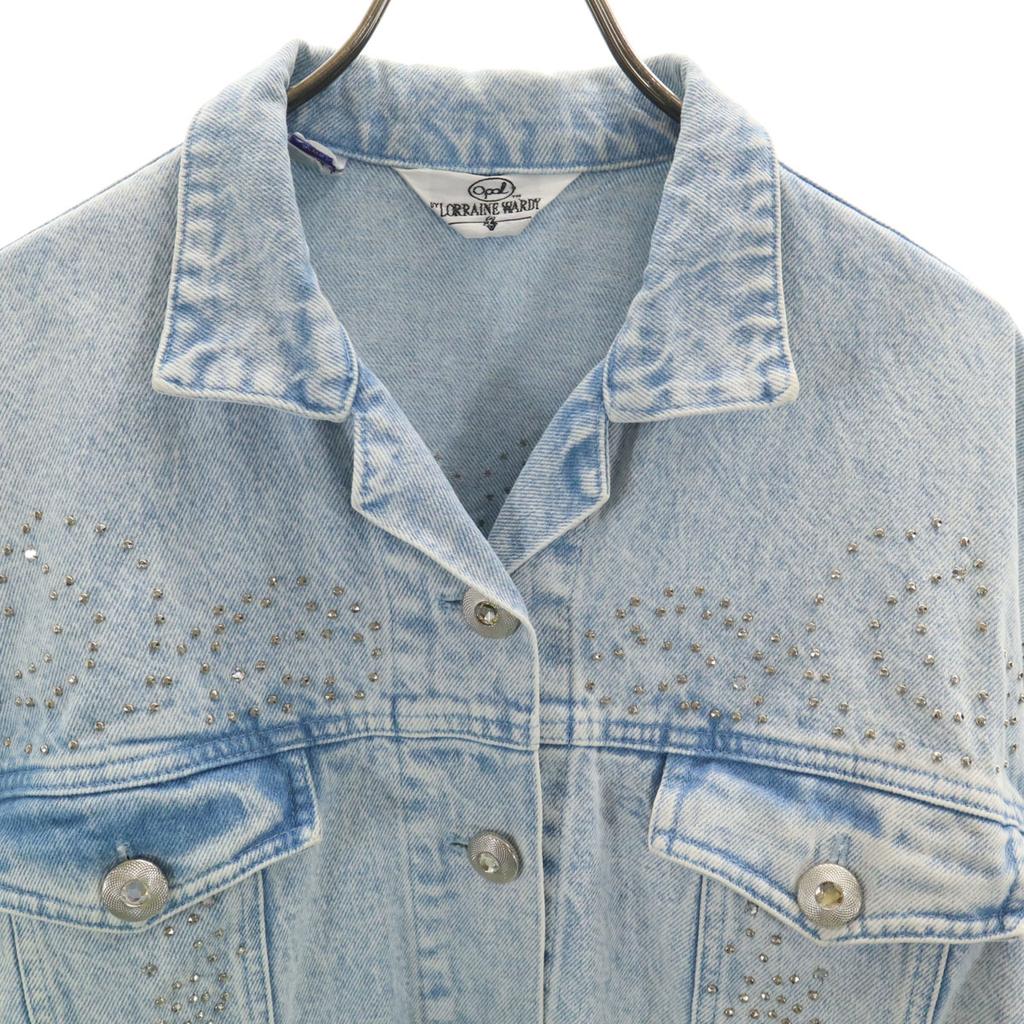LORRAINE WARDY 80s 90s Made In USA Old Bijoux Denim Jacket S Jeans Women Used