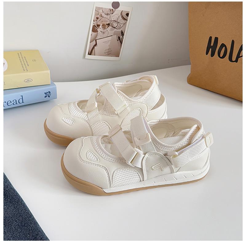 

Женские стильные сандалии на платформе с сеткой, дышащие, на липучке, 2025, универсальные, легкие, слипоны 40 бежевый