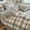 Washed Cotton Plaid Duvet Cover Bedding Set
