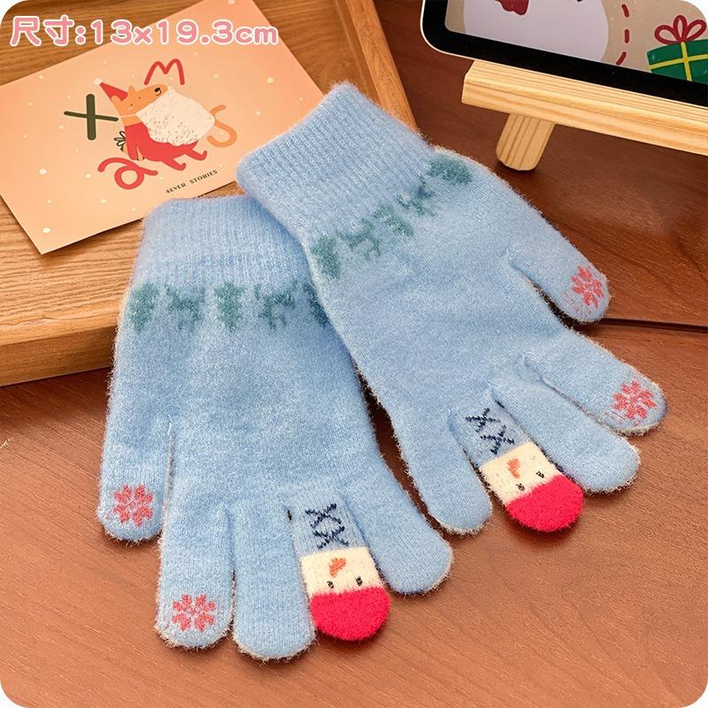 Christmas red finger gloves female winter student cute thickened plush riding warm winter tide