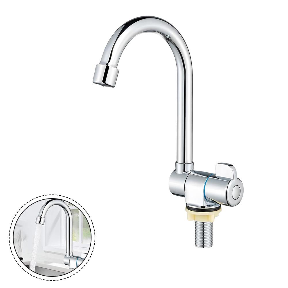 Gemüse spülen 360° drehbarer Wasserhahn Einzelner Kaltwasserhahn Einfache Installation Wasserhahn Kompatibel mit Standardspülen