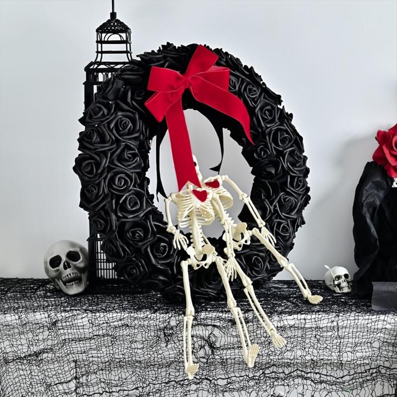 Skull Wreath for Halloween Festivities Scary Rose Skeleton Garlands Accessories Party Indoor Outdoor Party Decorations