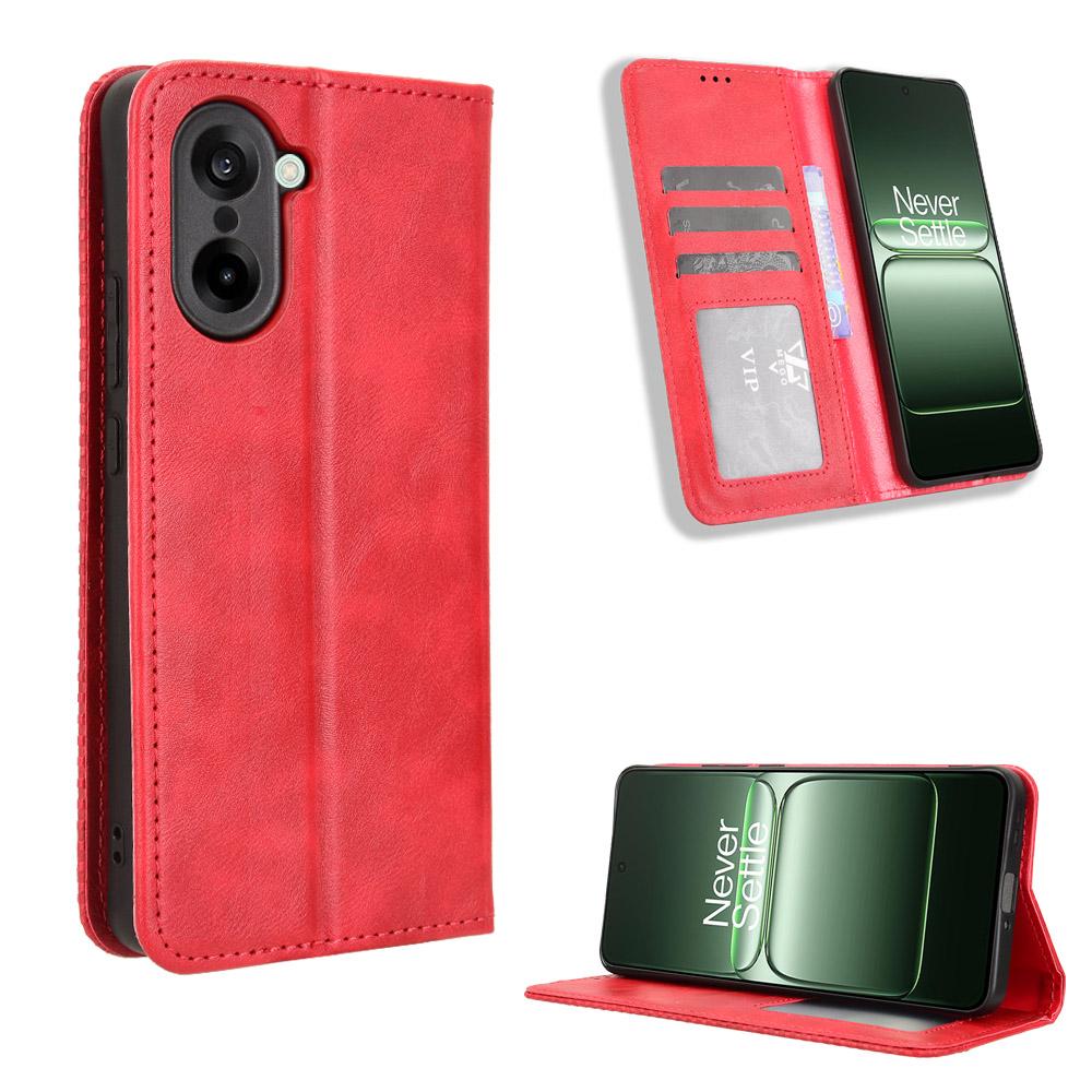 For OnePlus Ace 5 Racing 5G Leather Case Wallet Stand Retro Texture Phone Cover