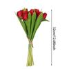 12 Heads Tulip Artificial Flower Green Leaves Silk Petals Simulation Tulip Flower DIY Photo Props Faux Flower Desktop Ornament