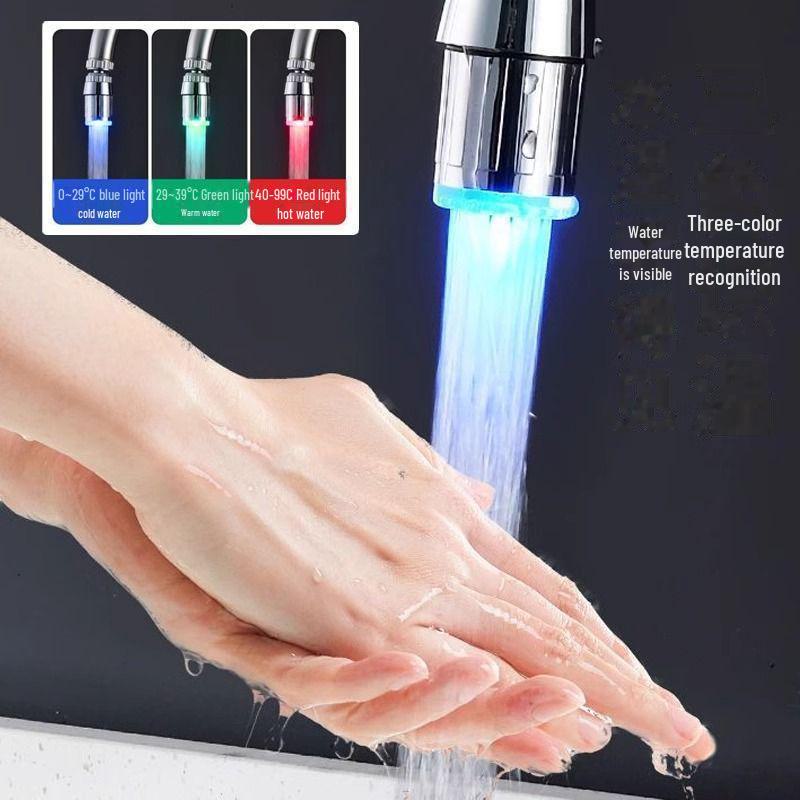 Robinet à LED avec contrôle de la température et changement de couleur, anti-éclaboussures et barboteur automatique