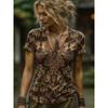 Vintage Mandala Floral Print Casual T Shirt V Neck Short Sleeve Tee For Women Summer Vacation And Travel Wear