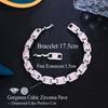 ThreeGraces Shiny Pink White Cubic Zirconia Bridal Wedding Cuban Chain Bracelet for Women New Trendy Party Costume Jewelry BR265