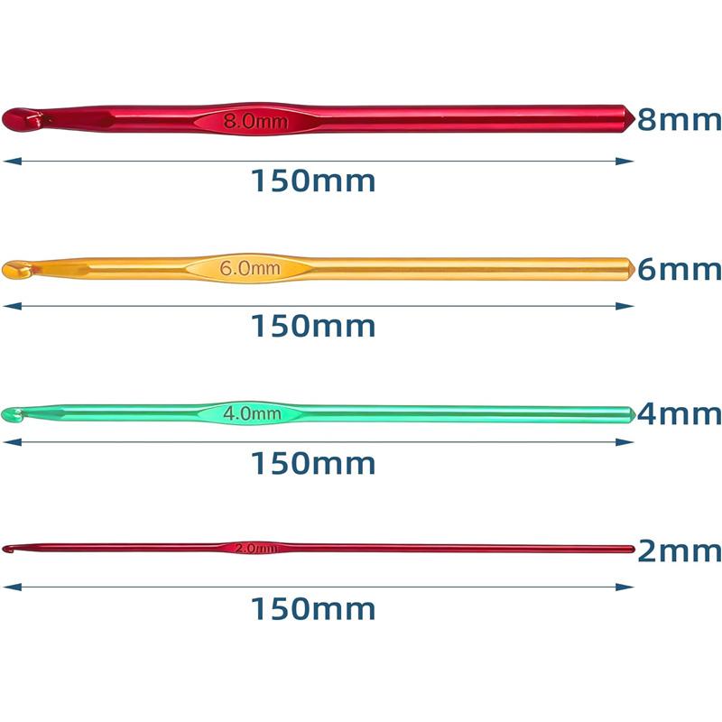 4Pcs Multicolor Aluminum Crochet Hooks Set Knitting Needles Kit Multipurpose Crochet Hooks for Beginners Adults Sewing Tools
