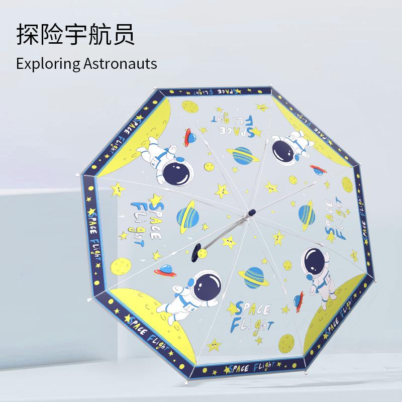 Children's Umbrella Girl Cartoon Rounded Corner Anti-Stab Safety Straight Rod Boys and Girls Long Handle Rain Umbrella