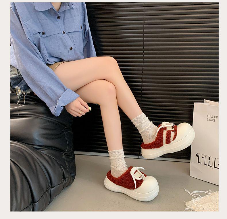 Women's High-Value Thick-Soled Cotton Slippers: Warm, Non-Slip, Fluffy, Height-Boosting for Autumn/Winter