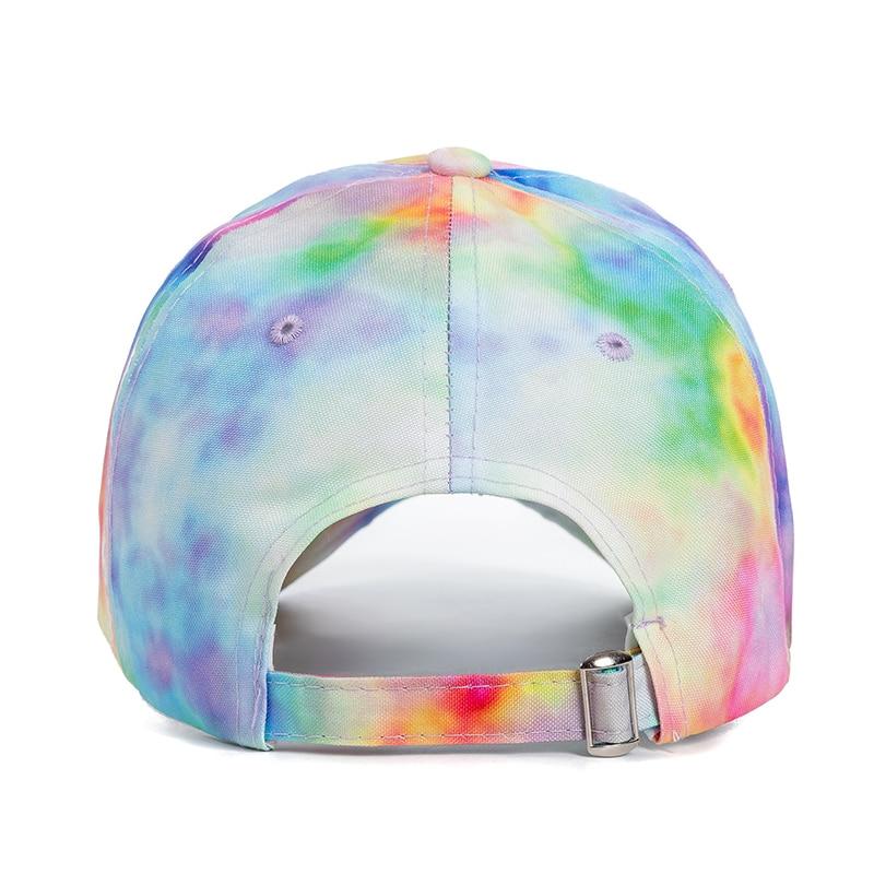 Nowa moda damska Tie Dye Cap Multicolor nieregularny nadruk czapka z daszkiem damska Outdoor Streetwear letnie czapki bejsbolowe