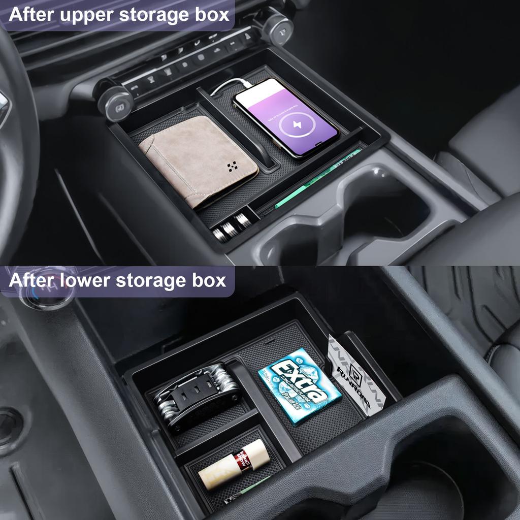 Middle Center Console Organizer For 2025-2025 Chevy Silverado EV Work Truck (WT) Front Center Console Storage Armrest Box Tray