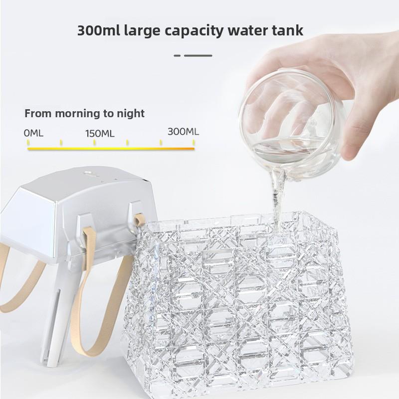 Kristalltasche Luftbefeuchter 300ML USB Wiederaufladbar Aroma Diffusor Ätherische Öle Farblichte Nebelsprüher für Zuhause Schlafzimmer Geschenk