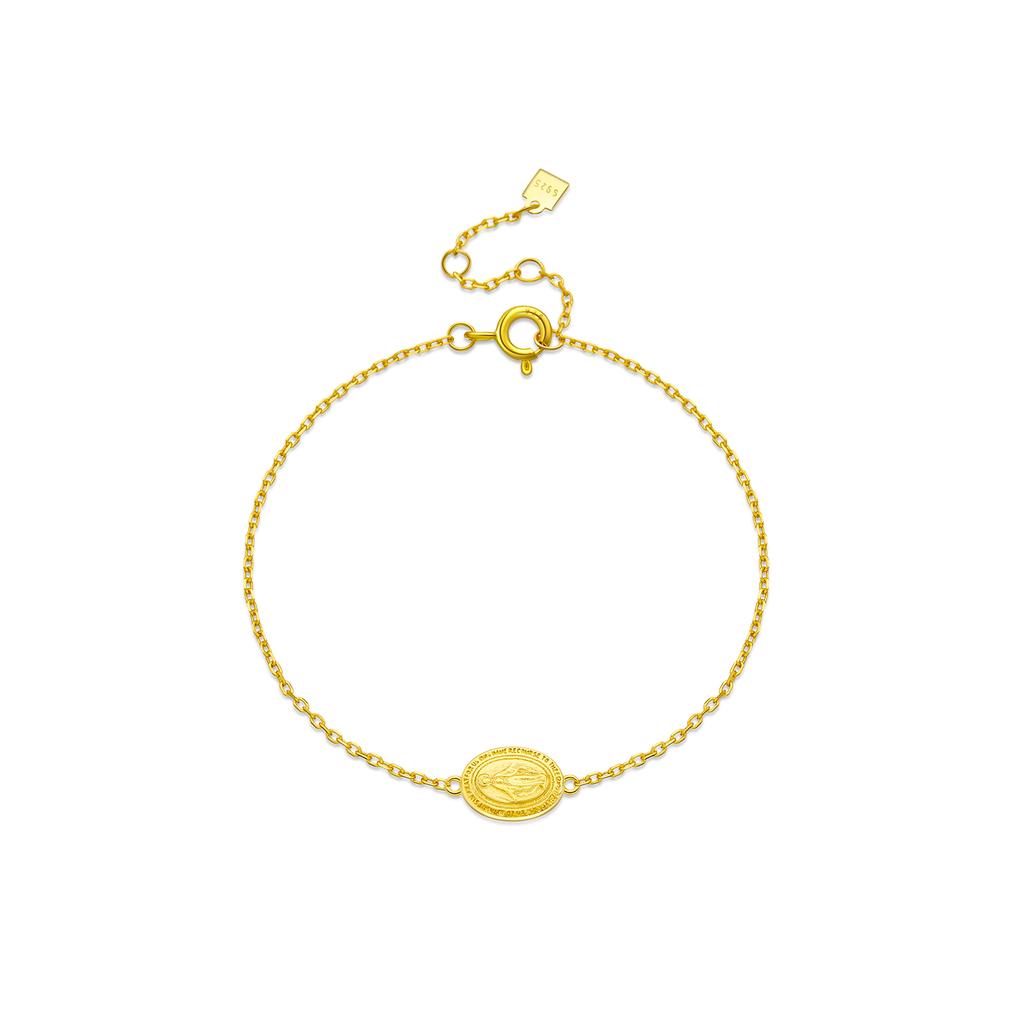 ANDYWEN 925 Silver Gold Virgin Mary Charm Chain Bracelet Luxury Women Fashion Exquisite Fine Punk Jewelry