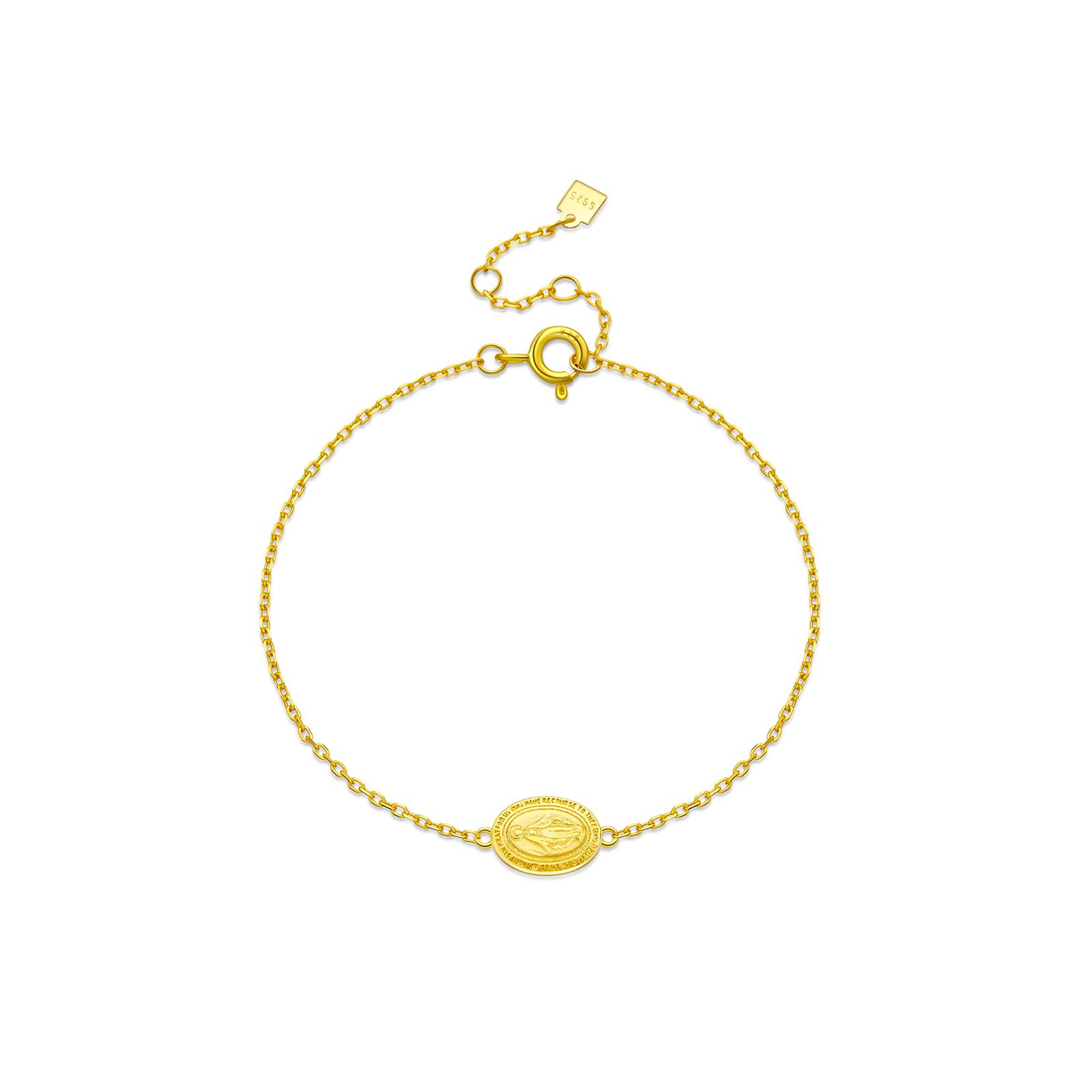 ANDYWEN Серебряный 925 пробы Золотой Браслет-цепочка с подвеской Дева Мария Роскошные Женские Модные Изысканные Тонкие Панк Украшения золотой