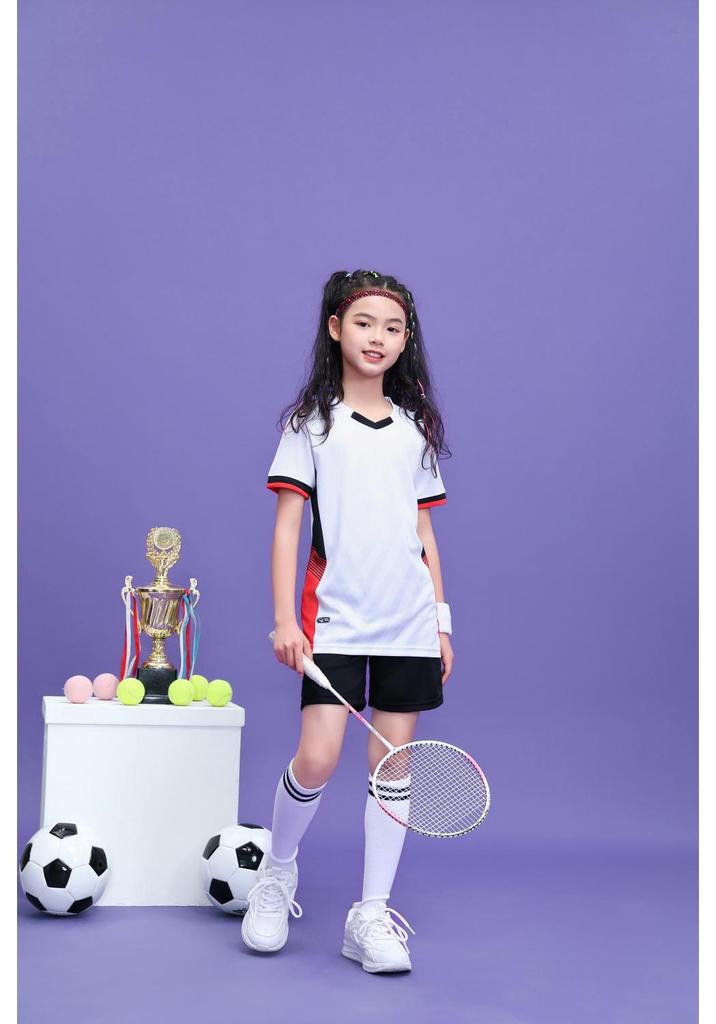 Summer Kids' Sports Uniform Set for Boys & Girls - Short Sleeve Jersey for Football & Badminton Training