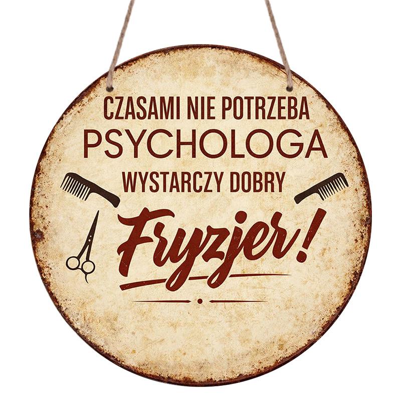 2D Flat, 1pc Round Metal Aluminum Sign, Barber Vintage Plaque, A Psychologist Is Not as Good as a Good Barber Decorative Sign, Suitable for 7.87×7.87inch