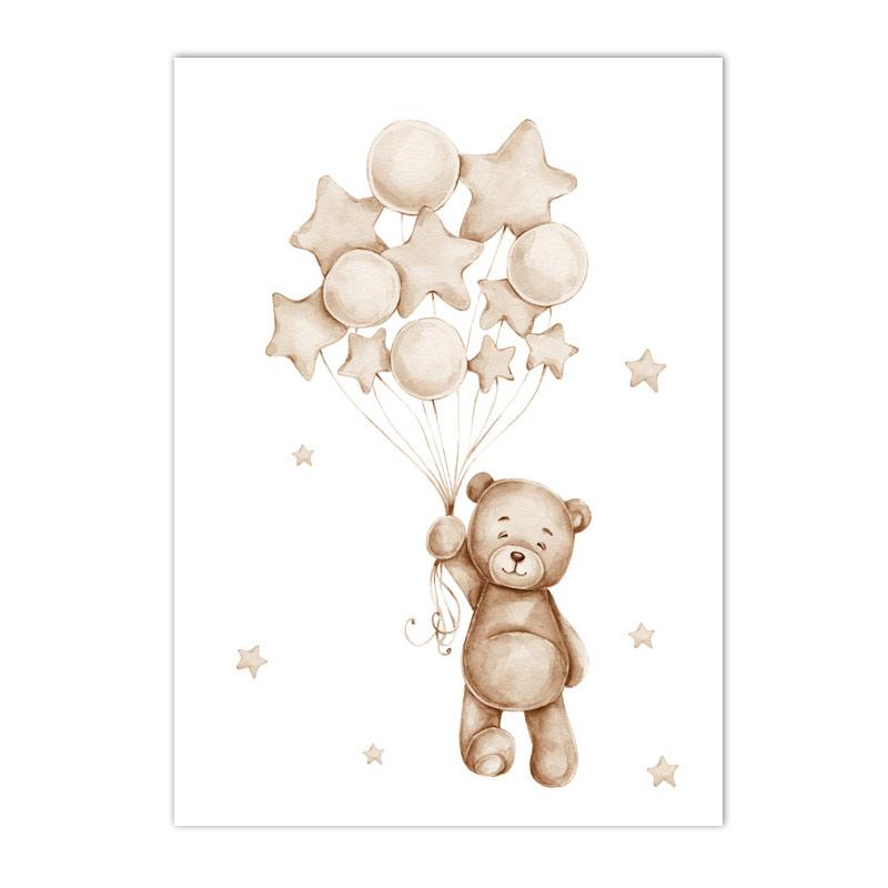 

Постеры в стиле бохо, мультяшный медведь, холст, картина, индивидуальный постер с именем, звезда, радуга, настенная живопись, принт, детская картина, декор детской комнаты 21*30cm No Frame