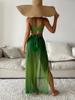 2023 Green Gradient Three-Piece Bikini Skirt Set for Women - European and American Style