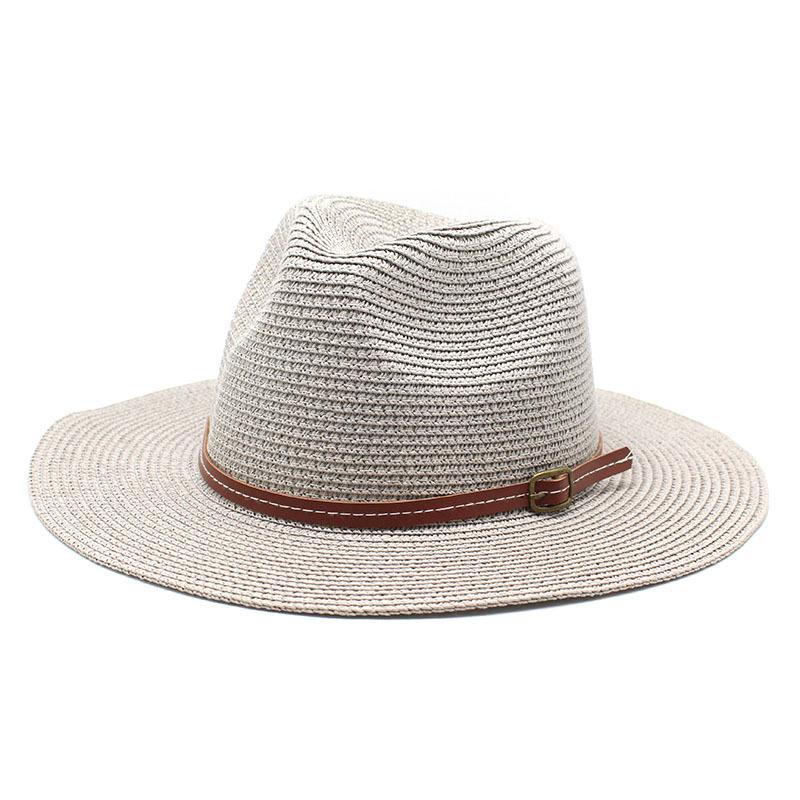 Summer Panama Straw Hat for Men Women, Wide Brim Sun Cap Beach Vacation, UV Protection Travel Hat