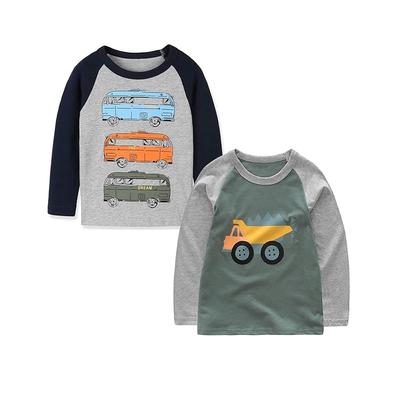 Langarm-T-Shirts aus Baumwolle für Jungen mit Aufschrift „Truck Bus“