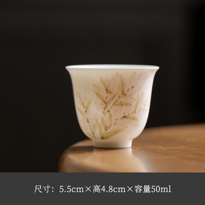 Hand-painted Wisteria Flower White Porcelain Teacup Zen Tea Bowl Set Of Cups Tea-tasting Smelling Cup Chazhan Master Cups Cha