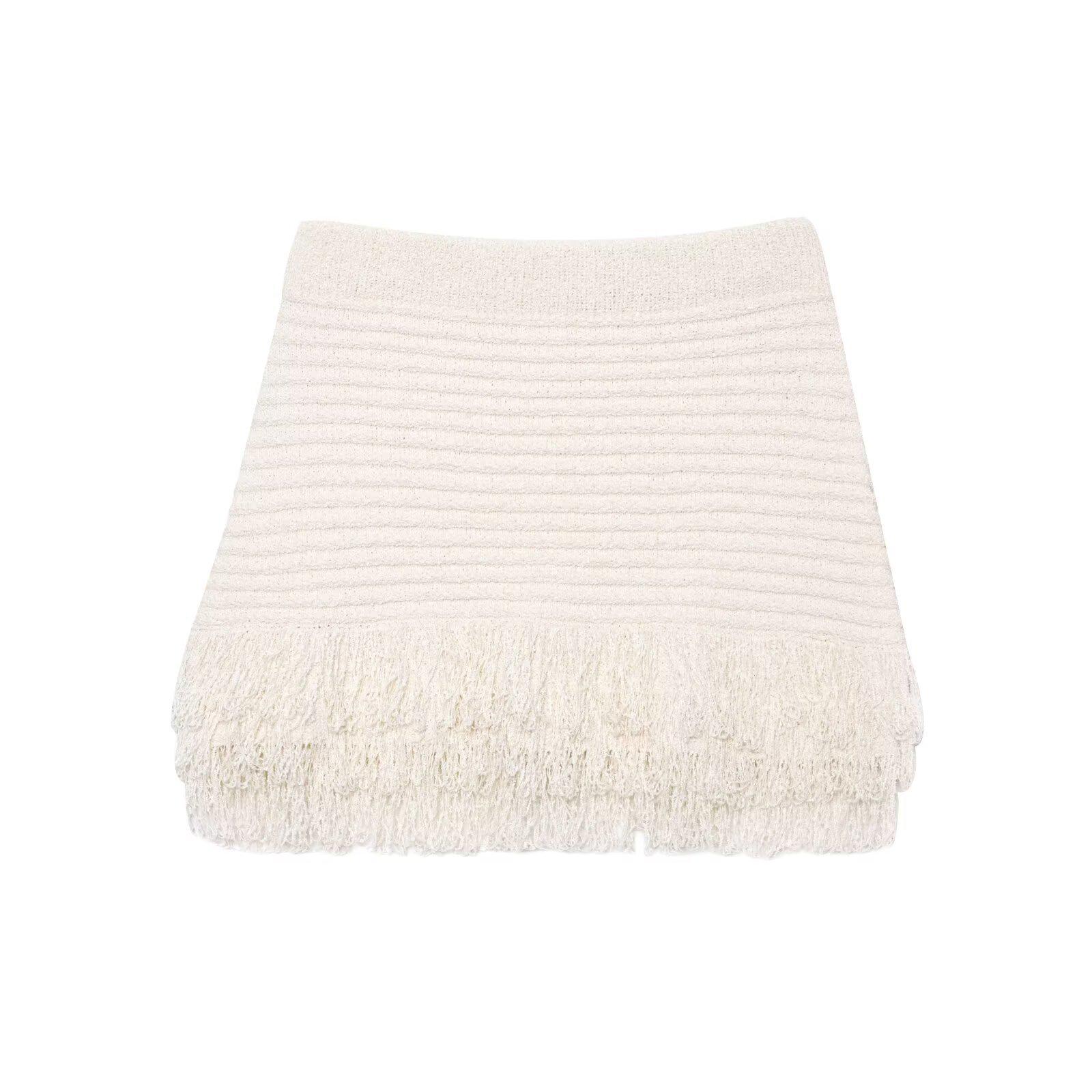 

TAOP&ZA Женский летний трикотажный кардиган с кисточками и комплект юбки-полусолнце Small