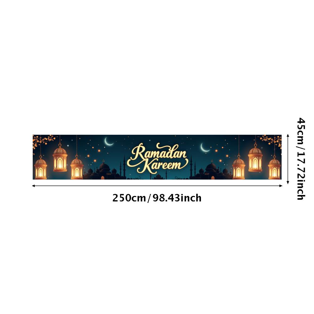 Ramadan Kareem Banner Mosque Lanterns Festive Welcome Backdrop Ramadan Mubarak Party Home Decor Photography Props Background