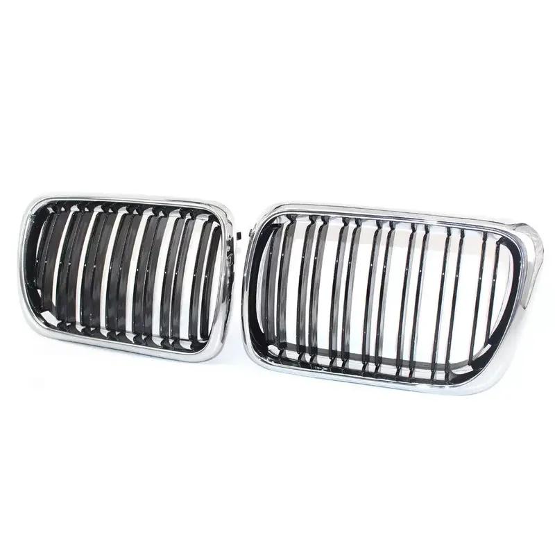 For BMW E36 3 Series 1997-1999 Car Grille Double Line Front Kidney ABS Front Hood Grill Black 51138195152 51138195151 Parts