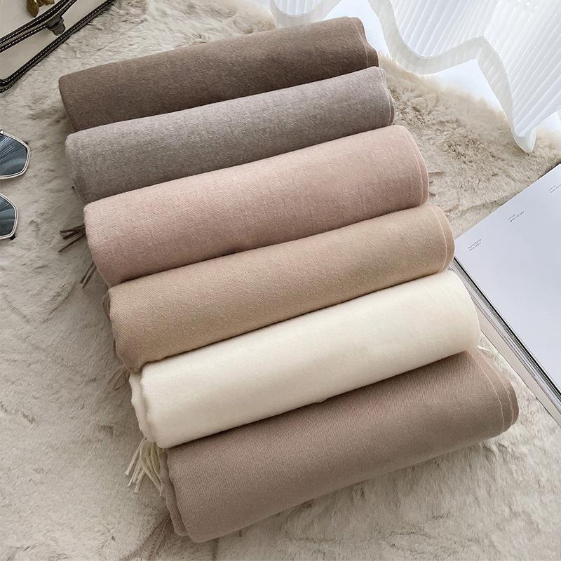 High Quality Cashmere Scarves Women  New Winter Thicken Warm Soft Pashmina Shawls Wraps Solid Female Wool Long Tassel Scarf