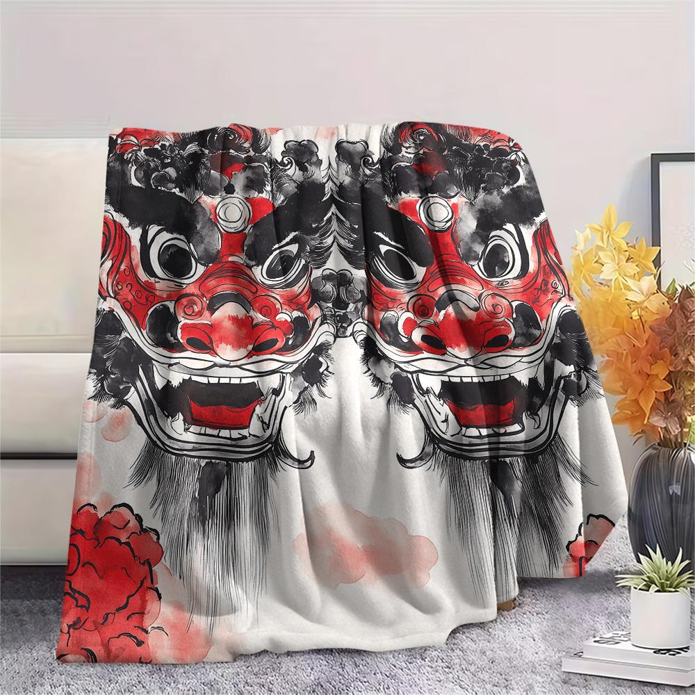 Vintage Dragons Print Flannel Blanket, High quality Comfortable for All Seasons, Home Decor, Warmth and Comfort
