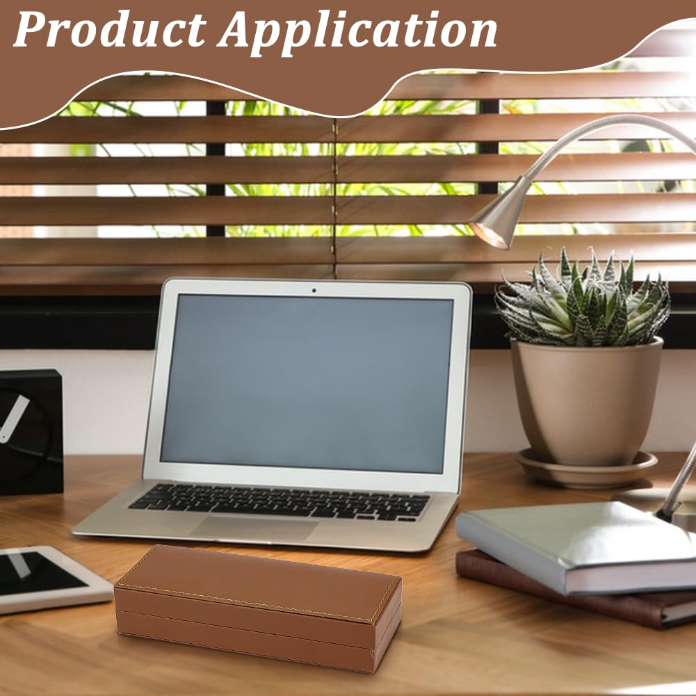 BENECREAT 3 Sets Pen Gift Box Pu Leather Fountain Pen Gift Box Ballpoint Pen Pencil Storage Case for Business Office Brown 17.5x6.8x3.8cm Pen/Necklace