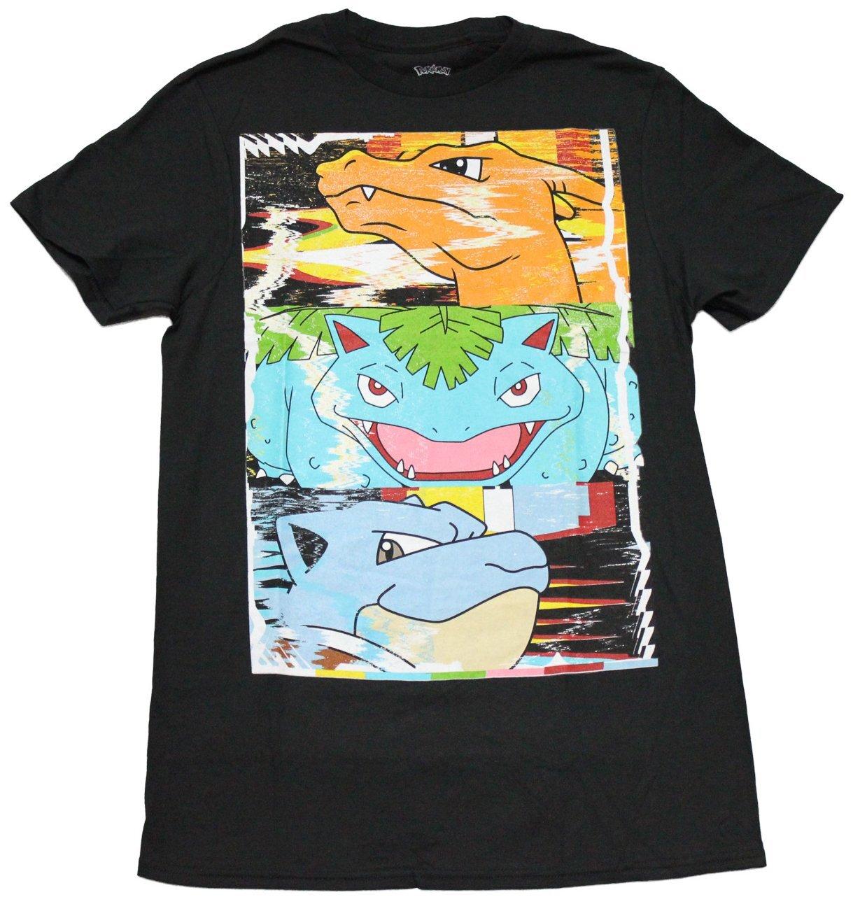 Pokemon New Adult T-shirt Colorful Trio Fierce Profile Images L