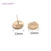 14K Gold Plated Combinable Round Stud Earring S925 Sterling Silver Needle Mesh Earrings Setting DIY Jewelry Making Findings