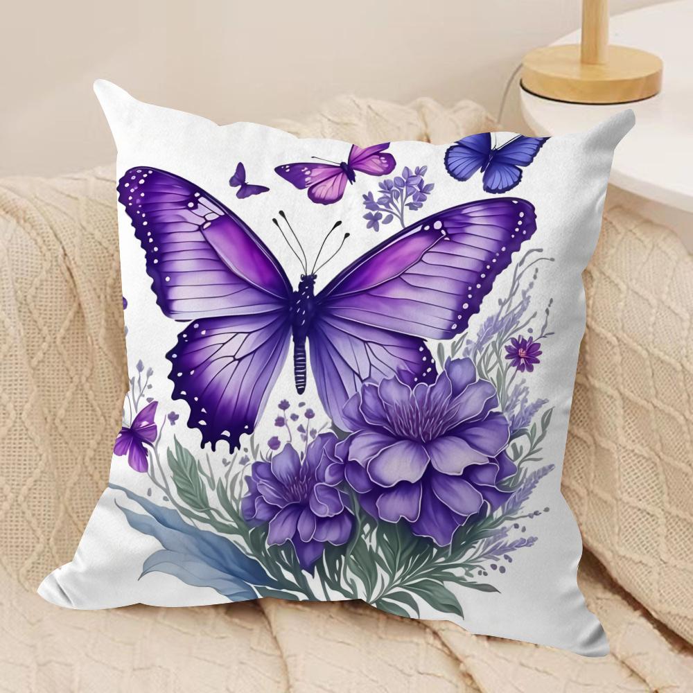 Watercolor butterfly Cushion Cover Soft Plush Fabric DoubleSided Printed Cushion Covers for All Seasons Modern HomeDecor Gift