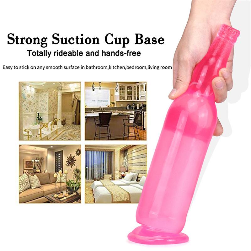 Beer Bottle Female Simulation Penis Crystal Transparent Dildo Adult Female Masturbation Stick