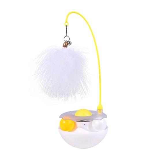 4-in-1 Interactive Cat Feather Toy for Indoor Cats Tumbler Cat Toy with Ball Track Catnip Ball Teasing Feather Kitten Exercise Toy for All Breeds