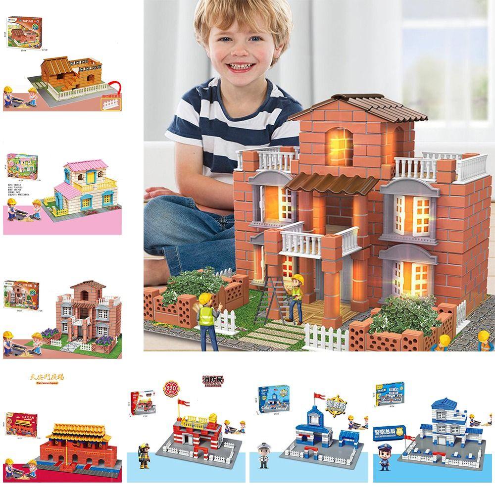 Multicolor Simulation Brick Houses Kit Plastic Assemble Toy Educational Toy