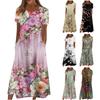 Women's Casual Dresses Printed Dresses Summer Dresses Printed Pleated Round Neck Midi Dresses Basic Classic Outdoor Daily Short Sleeve Loose Dresses