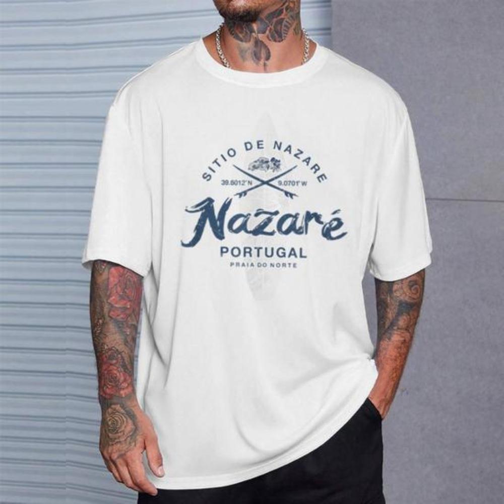 Lisbon Portugal Retro Surf Graphic Beach Surfing Tshirt Unisexs Cotton Tee Unisex Summer Oversize Novelty Streetwear Casual Trendy