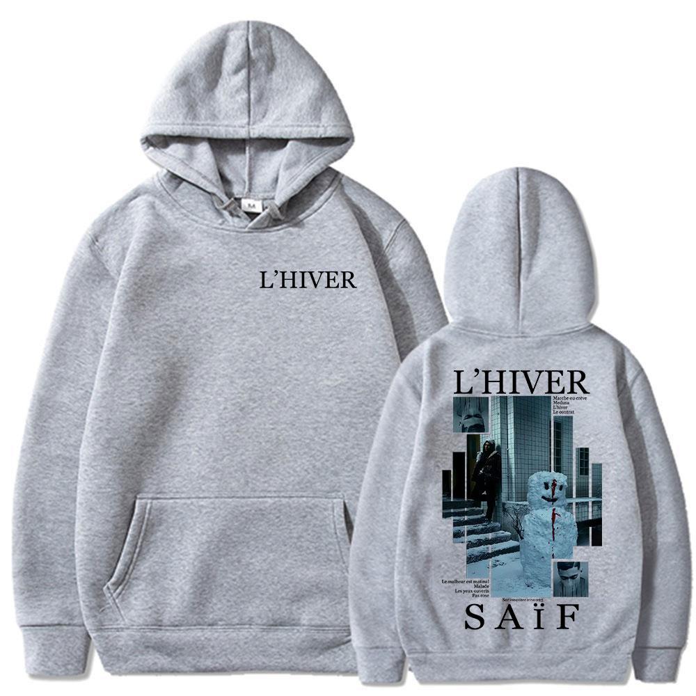Rapper L'HIVER Saif Album Hoodies Men's Women Hip Hop Fleece Pullover Sweatshirt Retro Long Sleeve Oversized Hoodie Streetwear