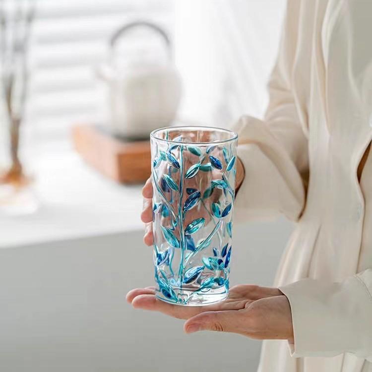 Rainbow Sheen Hand-Painted Glass Cup - Bling Design for Summer