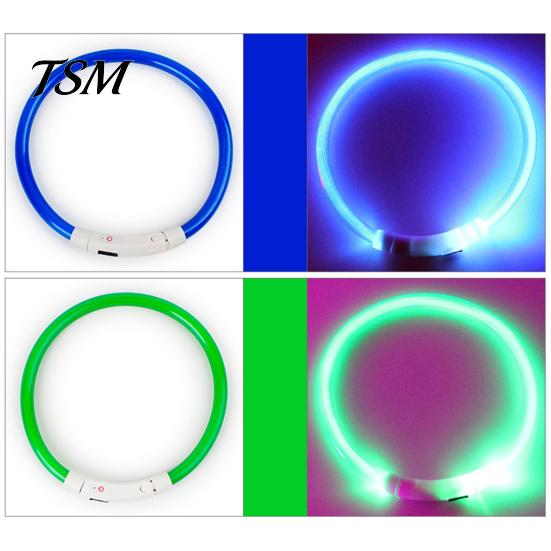 LED Dog Collar Rechargeable Luminous USB Charging Necklace Puppy Light Up for Outdoor Pet
