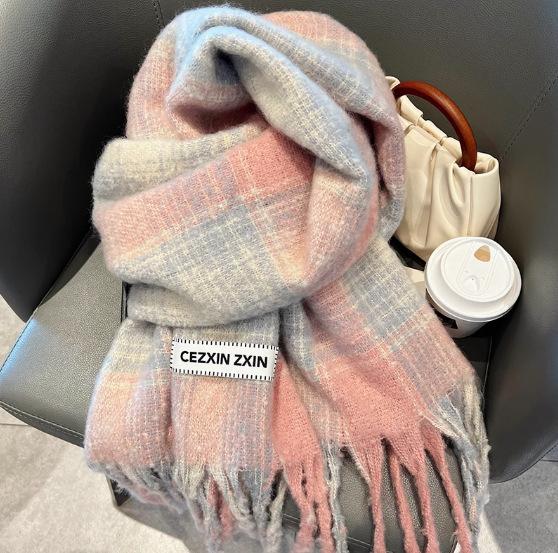 Autumn and winter plaid scarf women's winter high-end sense new versatile warm couple scarf shawl Korean explosion