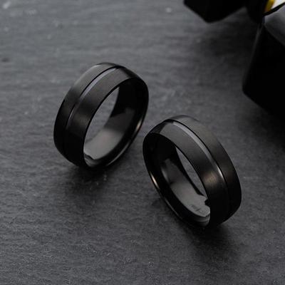 Herren Schwarz Schlichter Ring Mode Cool Titanstahl ARI