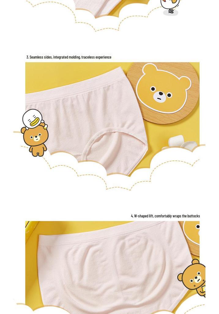 Seamless Girls' Cotton Silk Underwear: Breathable, Antibacterial, Printed Triangle Panties