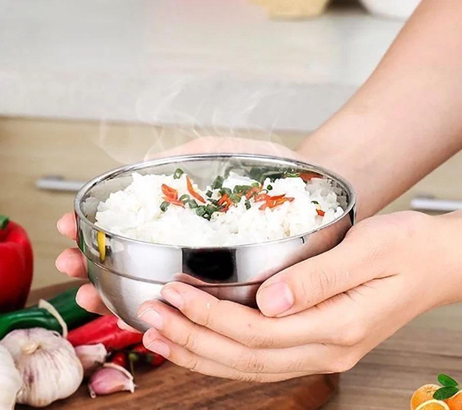 

Суповая миска из нержавеющей стали 304, миска с двойными стенками для вареного риса, посуда из 12