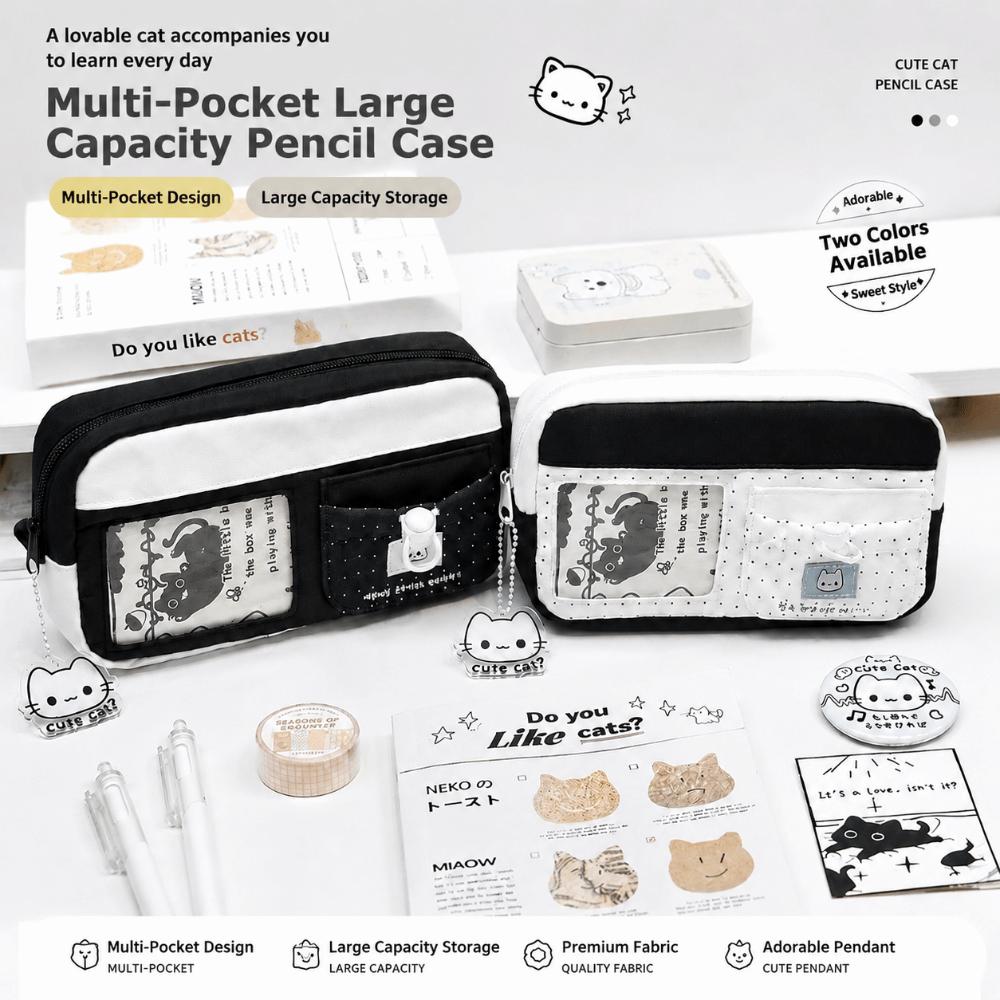 Polka Dot Pen Bag Black White Stationery Bag INS Pencil Case Back To School