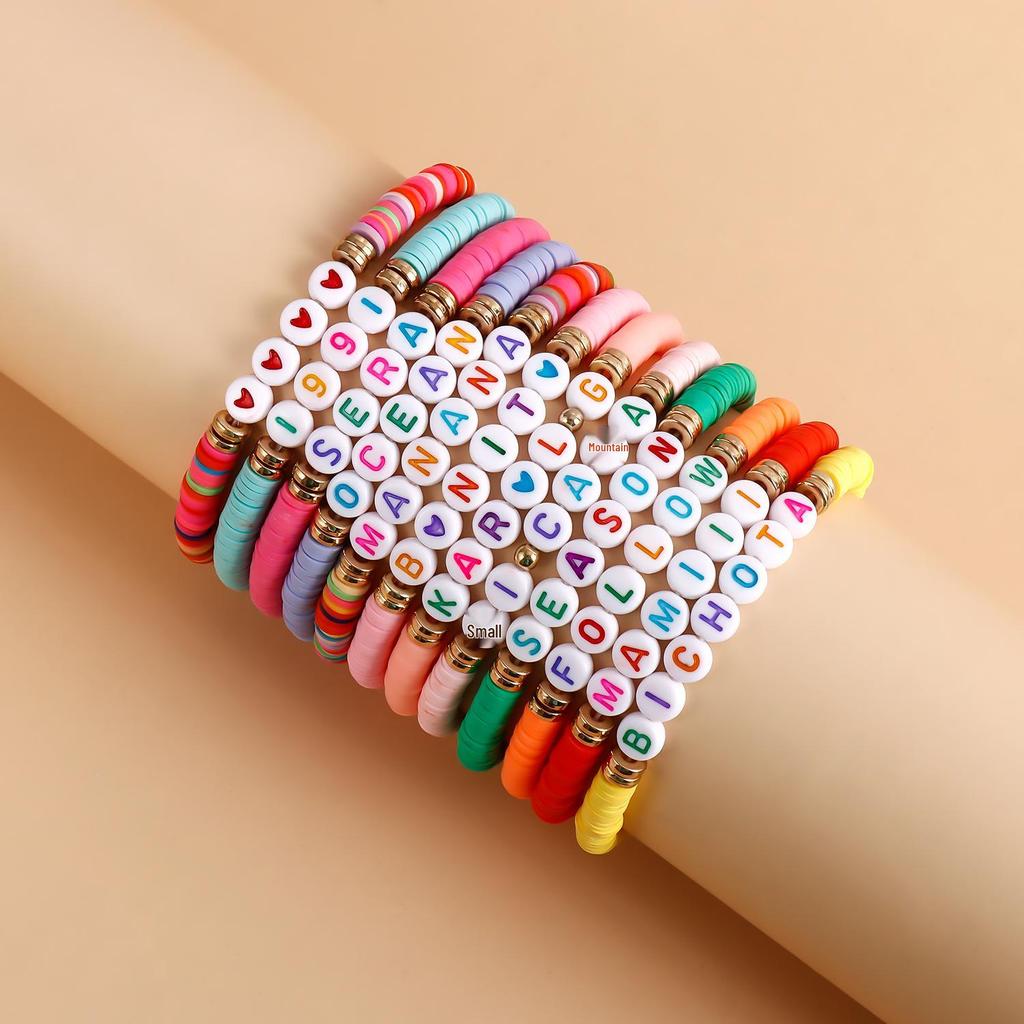Polymer Clay Bracelet for Taylor Swift Fans: Colorful European & American Style with English Name Personalization